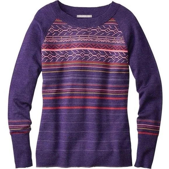 Smartwool Merino Wool Blend Purple Multicolor Knit Sweater - Picture 1 of 9
